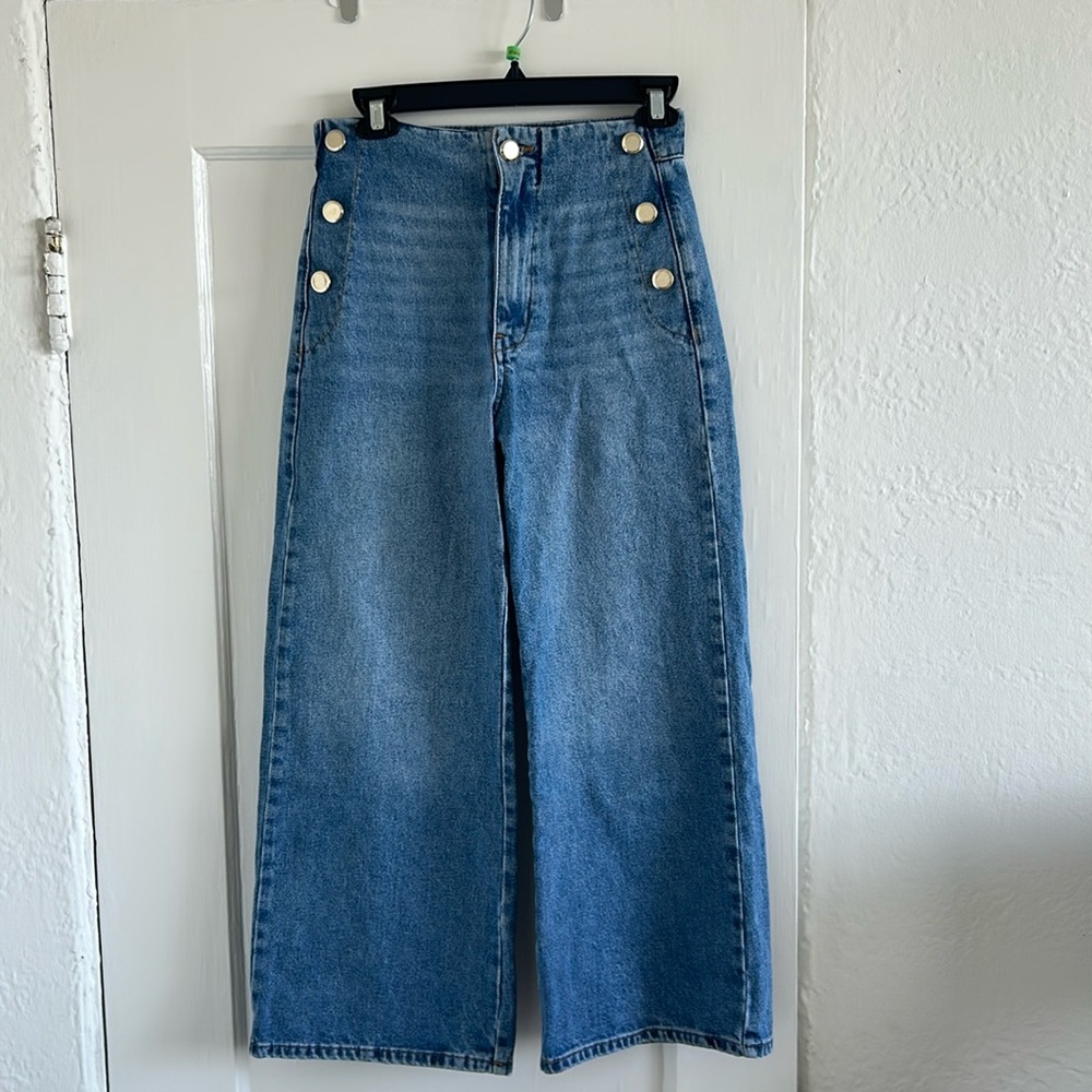 Zara Button Wide Leg Jeans